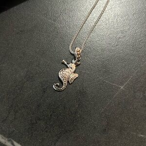 White Gold & Sterling silver Seahorse Necklace